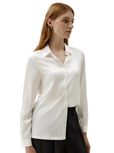 Women's Classic Pearl Button Silk Shirt