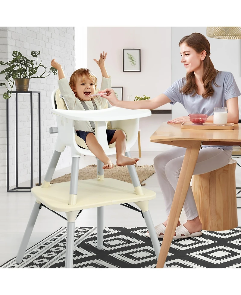 Costway Toddler 4 in 1 High Chair Convertible Table Chair Set