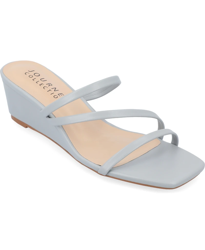 Journee Collection Women's Takarah Strappy Asymmetrical Wedge Sandals