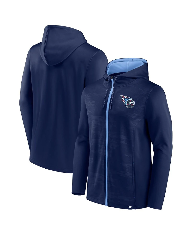 Men's Fanatics Navy, Light Blue Tennessee Titans Ball Carrier Full-Zip Hoodie