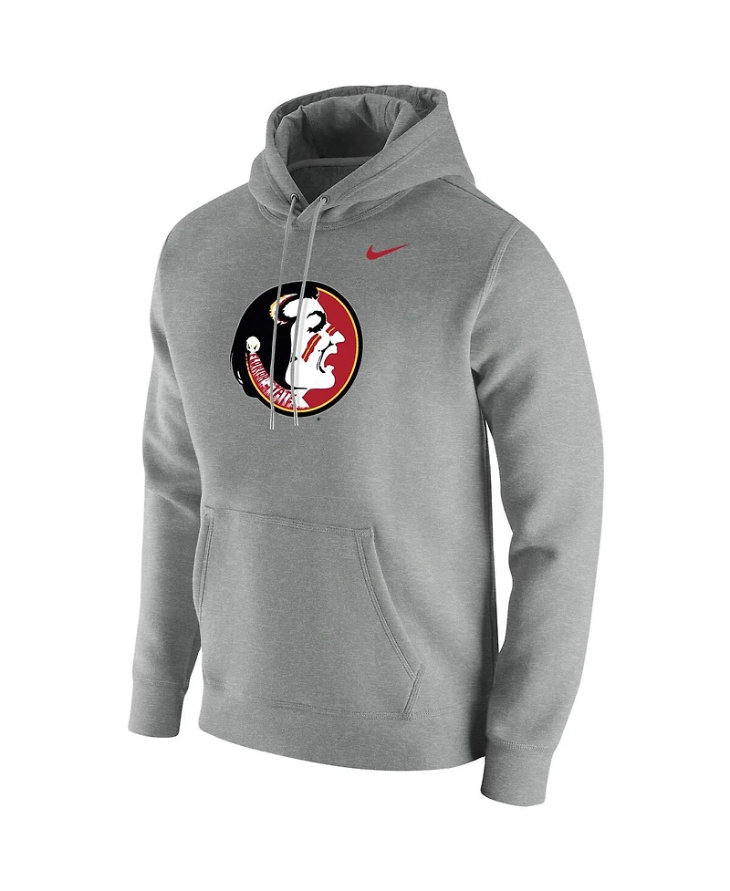 Men's Nike Heathered Gray Florida State Seminoles Vintage-Like School Logo Pullover Hoodie