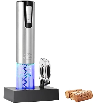 Electric Wine Opener With Charging Base and Foil Cutter - Stainless Steel Automatic Wine Bottle Opener