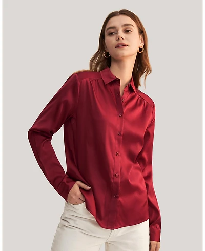 Lilysilk Women's Long Sleeves Collared Silk Blouse