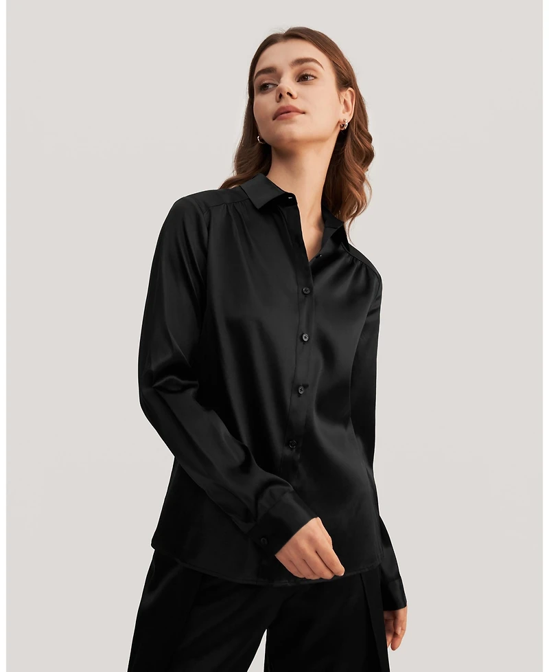 Lilysilk Women's Long Sleeves Collared Silk Blouse