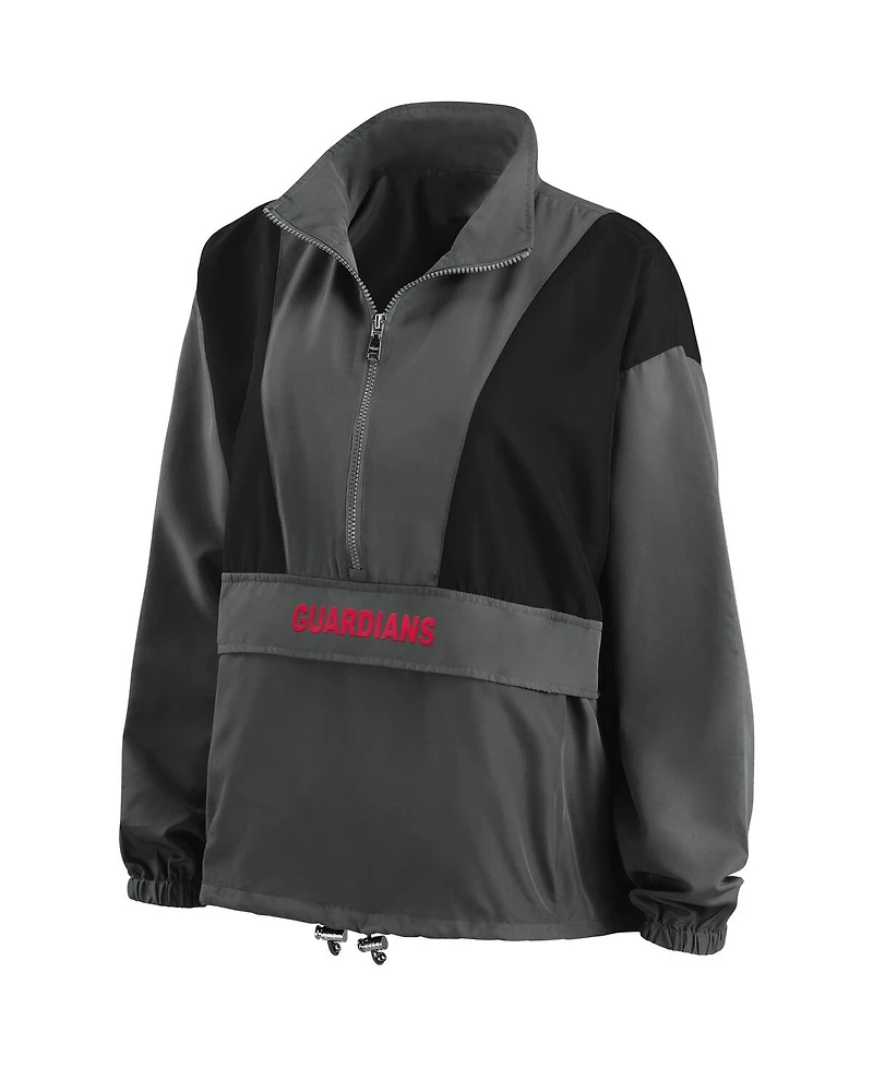 Women's Wear by Erin Andrews Charcoal Cleveland Guardians Packable Half-Zip Jacket