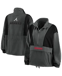 Women's Wear by Erin Andrews Charcoal Atlanta Braves Packable Half-Zip Jacket