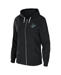 Women's Wear by Erin Andrews Black San Jose Sharks Sponge Fleece Full-Zip Hoodie