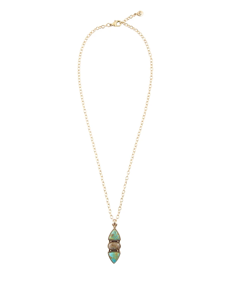 Barse Genuine Turquoise and Genuine Labradorite Pendant Necklace