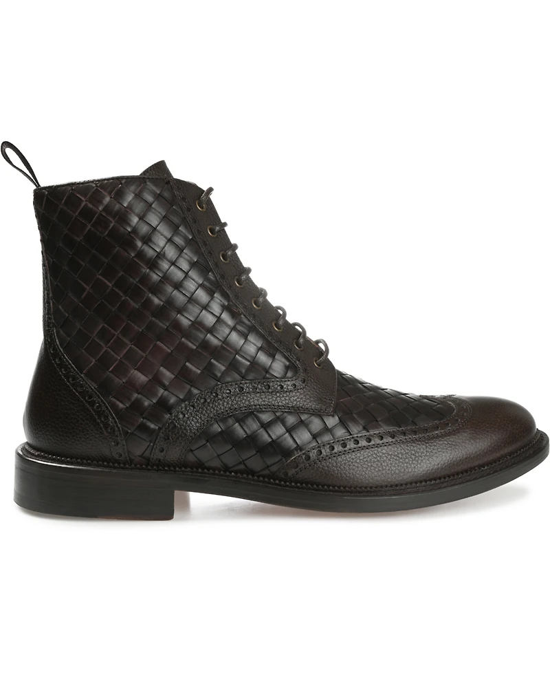 Taft Men's Saint Handwoven Leather Wingtip Dress Boots