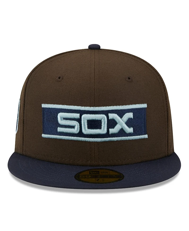 Men's New Era Brown, Navy Chicago White Sox Comiskey Park 75th Anniversary Walnut 9FIFTY Fitted Hat