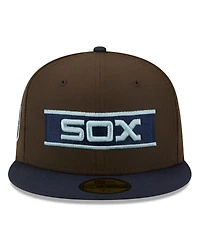 Men's New Era Brown, Navy Chicago White Sox Comiskey Park 75th Anniversary Walnut 9FIFTY Fitted Hat
