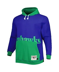Men's Mitchell & Ness Royal, Green Seattle Seahawks Big and Tall Face Pullover Hoodie
