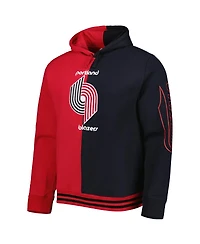 Men's Mitchell & Ness Red, Black Portland Trail Blazers Hardwood Classics Split Pullover Hoodie