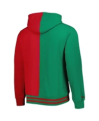 Men's Mitchell & Ness Green, Red Milwaukee Bucks Hardwood Classics Split Pullover Hoodie