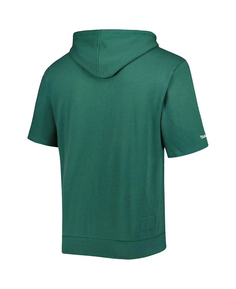 Men's Mitchell & Ness Green Bay Packers Washed Short Sleeve Pullover Hoodie
