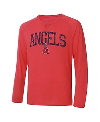 Men's Concepts Sport Red Los Angeles Angels Inertia Raglan Long Sleeve Henley T-shirt