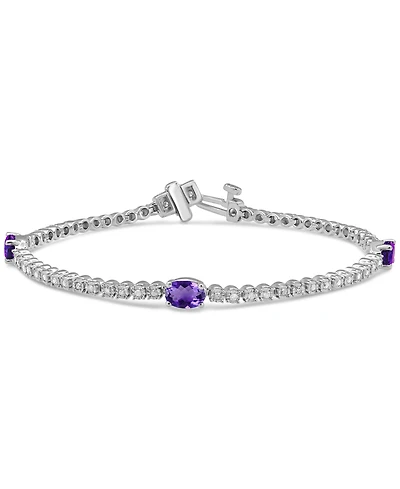 Amethyst (1-1/4 ct. t.w.) & Diamond (1/2 ct. t.w.) Tennis Bracelet in Sterling Silver (Also in Blue Topaz, Garnet, & Citrine)