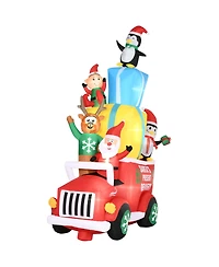 Outsunny 9ft Inflatable Santa Claus Drives a Car with Built-in Led for Garden