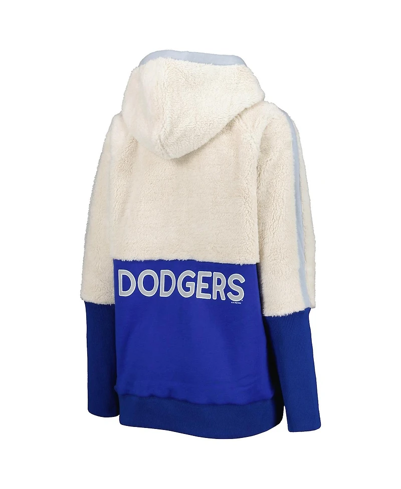 Women's G-iii 4Her by Carl Banks Oatmeal, Royal Los Angeles Dodgers Shuffle It Raglan Full-Zip Hoodie