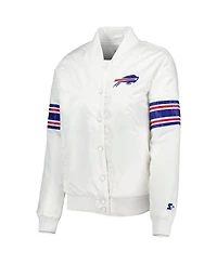Women's Starter White Buffalo Bills Line Up Satin Full-Snap Varsity Jacket