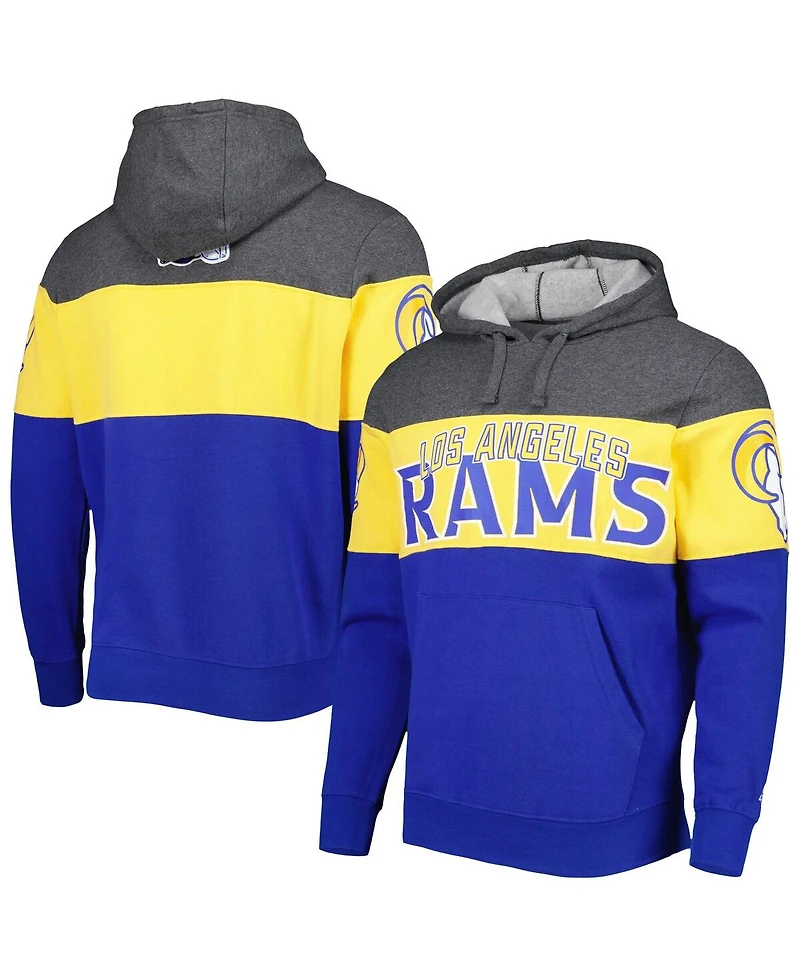 Men's Starter Heather Charcoal, Royal Los Angeles Rams Extreme Pullover Hoodie