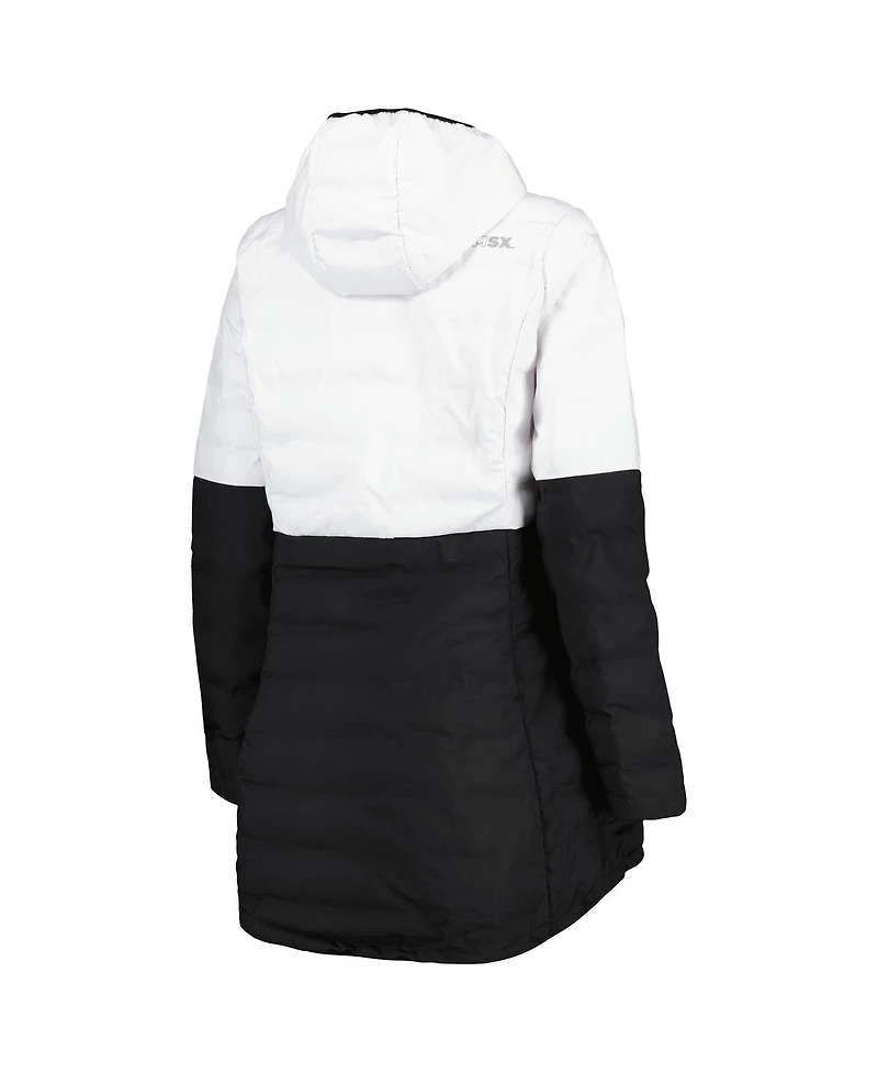 Women's Msx by Michael Strahan White, Black Las Vegas Raiders Willow Quilted Hoodie Full-Zip Jacket