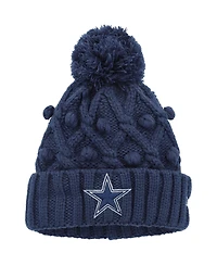 Big Girls New Era Navy Dallas Cowboys Toasty Cuffed Knit Hat with Pom