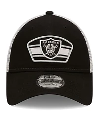 Men's New Era Black, White Las Vegas Raiders Logo Patch Trucker 9Forty Snapback Hat