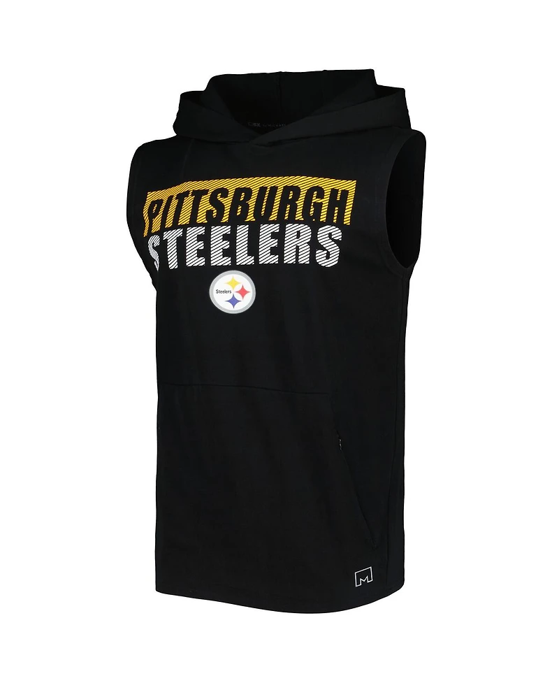 Men's Msx by Michael Strahan Black Pittsburgh Steelers Relay Sleeveless Pullover Hoodie