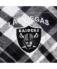 Women's Concepts Sport Black, Silver Las Vegas Raiders Mainstay Flannel Full-Button Long Sleeve Nightshirt