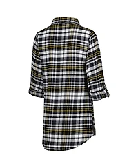 Women's Concepts Sport Black, Gold Pittsburgh Steelers Mainstay Flannel Full-Button Long Sleeve Nightshirt