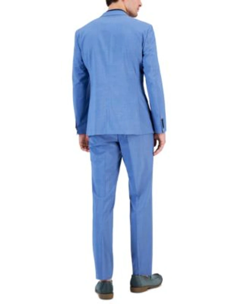 Hugo By Hugo Boss Mens Modern Fit Light Blue Superflex Suit
