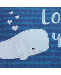 Lambs & Ivy Oceania Blue I Whale Always Love You Nautical Ocean Theme Decorative Nursery Throw Pillow