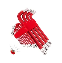 Powerbuilt 13 Piece Sae Long Arm Magnetic Hex Key Wrench Set Red