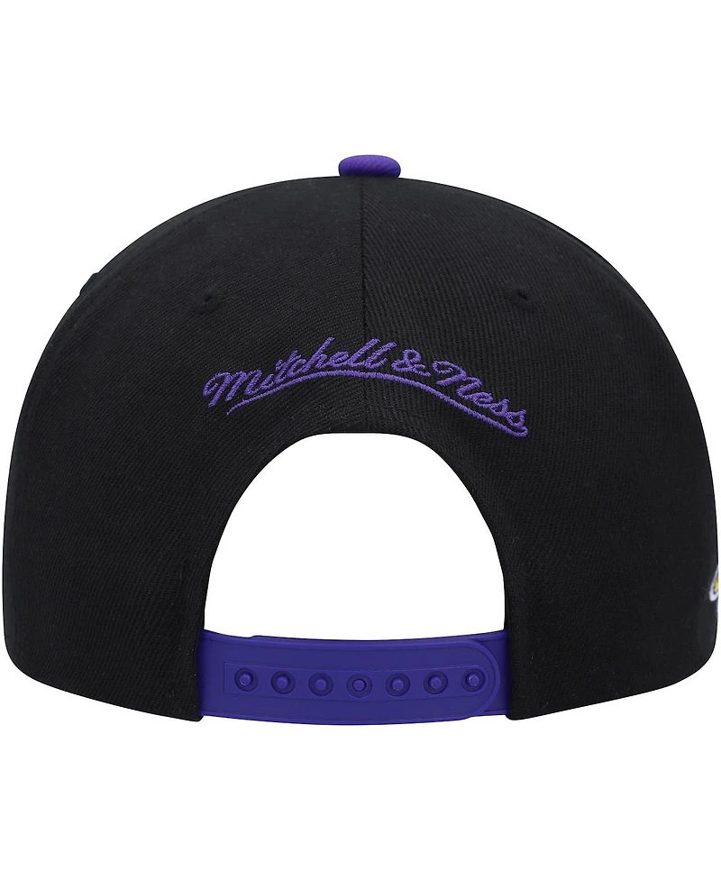 Men's Mitchell & Ness Black, Purple Los Angeles Lakers Side Core 2.0 Snapback Hat