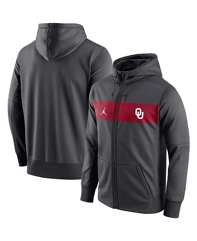 Men's Jordan Anthracite Oklahoma Sooners Logo Performance Full-Zip Hoodie