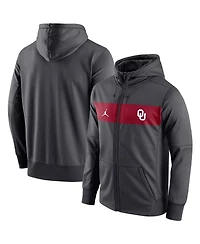 Men's Jordan Anthracite Oklahoma Sooners Logo Performance Full-Zip Hoodie