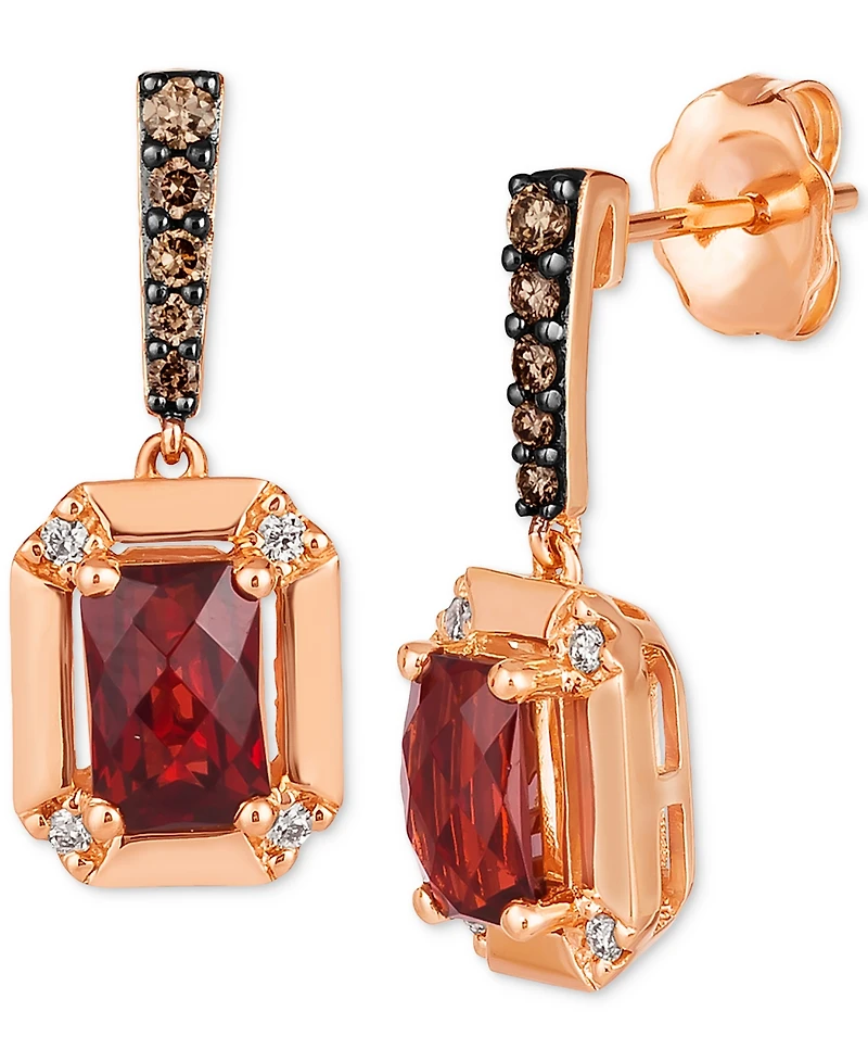 Le Vian Pomegranate Garnet (1-1/6 ct. t.w.) & Diamond (1/6 ct. t.w.) Drop Earrings in 14k Rose Gold