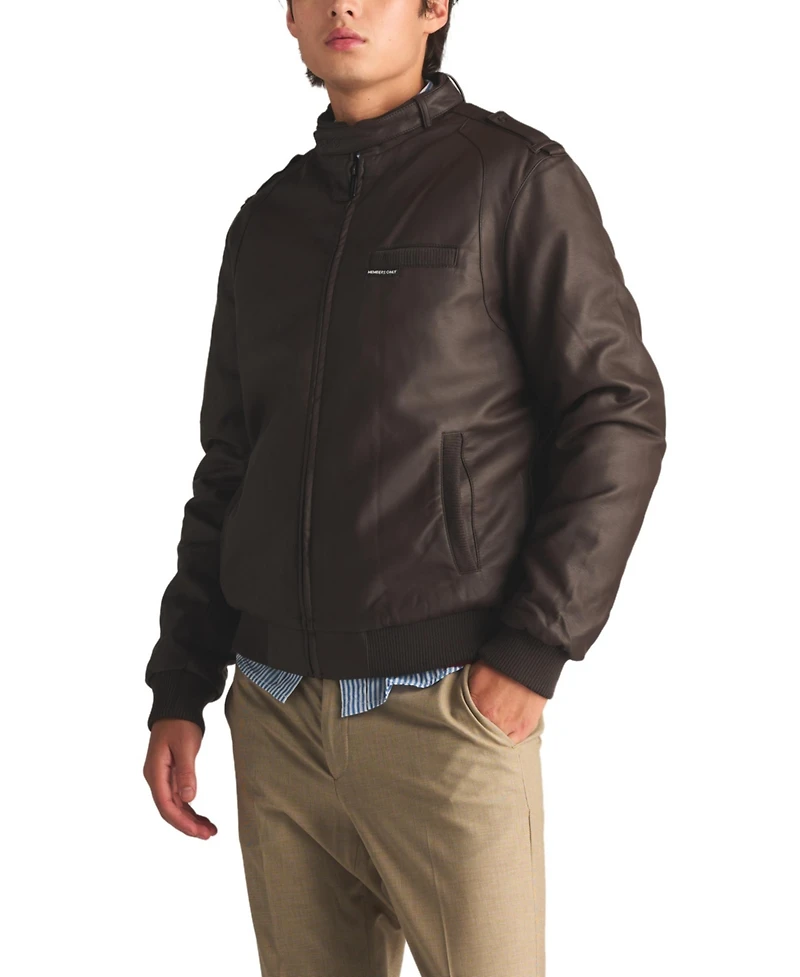 Members Only Men's Faux Leather Iconic Racer Jacket