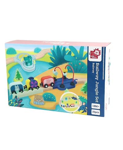 Leo & Friends Wooden Railway Jungle 22-Piece Animal Set