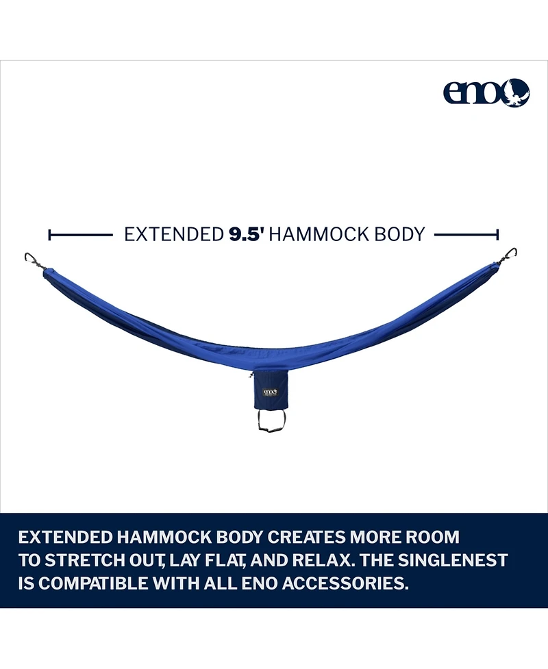 Eno SingleNest Hammock - Lightweight, 1 Person Portable Hammock - For Camping, Hiking, Backpacking, Travel, a Festival, or the Beach - Navy/Royal