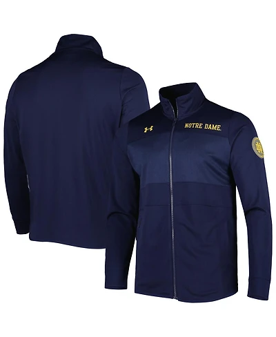 Men's Under Armour Navy Notre Dame Fighting Irish Knit Warm-Up Full-Zip Jacket