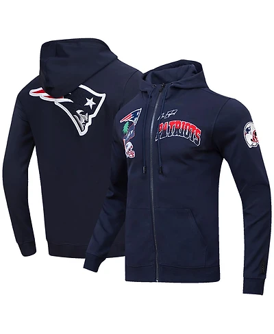 Men's Pro Standard Navy New England Patriots Hometown Full-Zip Hoodie