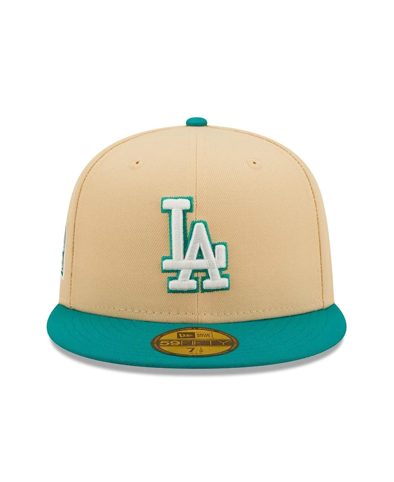 Men's New Era Natural, Teal Los Angeles Dodgers Mango Forest 59FIFTY fitted hat