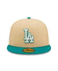 Men's New Era Natural, Teal Los Angeles Dodgers Mango Forest 59FIFTY fitted hat