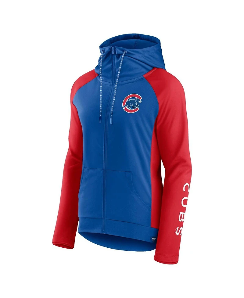Women's Fanatics Royal, Red Chicago Cubs Iconic Raglan Full-Zip Hoodie