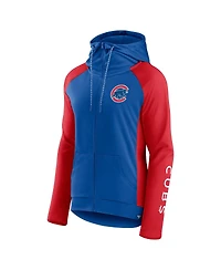Women's Fanatics Royal, Red Chicago Cubs Iconic Raglan Full-Zip Hoodie