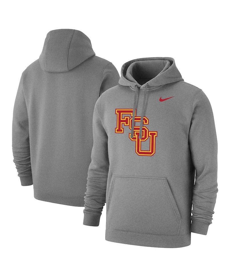 Men's Nike Heather Gray Florida State Seminoles Vintage-Like Logo Pullover Hoodie