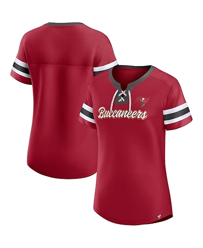 Women's Fanatics Red Tampa Bay Buccaneers Original State Lace-Up T-shirt