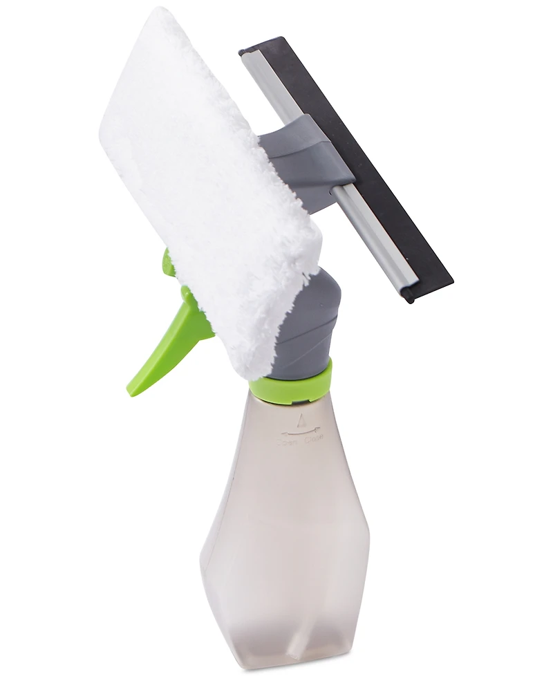 True & Tidy Glass Cleaner Spray Bottle with Built-in Squeegee